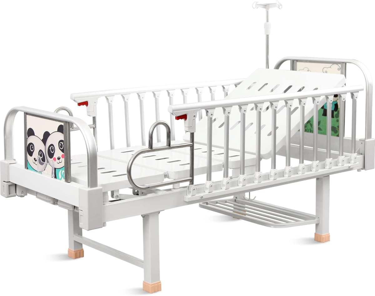 Children Hospital Bed 2 Function Adjustable Medical Bed with IV Pole and Mattress